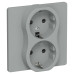 FLITE Розетка 2-местная с заземлением с защитными шторками безвинтовое крепление 16А РСш12-1-К-ФлС серый IEK FLITE Розетка 2-местная с заземлением с защитными шторками безвинтовое крепление 16А РСш12-1-К-ФлС серый IEK