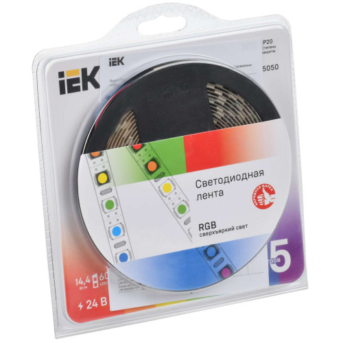 Лента светодиодная 5м LSR-5050RGB60-14,4-IP20-24В IEK