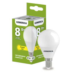 Лампа светодиодная G45 шар 8Вт 230В 3000К E14 GENERICA