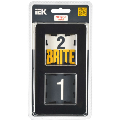 BRITE Рамка 2-местная РУ-2-1-Бр металл черный RE IEK
