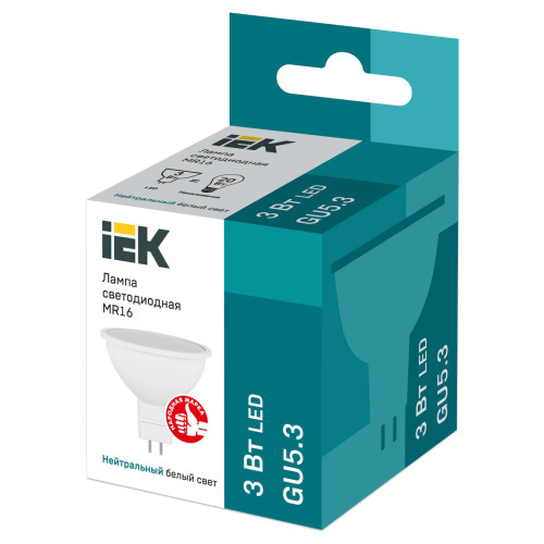 Лампа светодиодная MR16 софит 3Вт 230В 4000К GU5.3 IEK