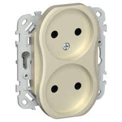 FLITE Розетка 2-местная без заземления без защитных шторок 10А РС02-0-ФлШ шампань IEK