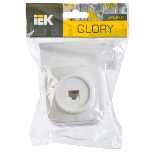 GLORY Розетка для открытой установки телефонная RJ11 РТ20-ХБ белый IEK