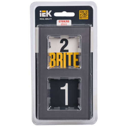BRITE Рамка 2 -местная РУ-2-2-БрСе стекло серый IEK