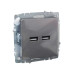 BRITE Розетка USB A+A 5В 3,1А РЮ10-1-БрС сталь IEK