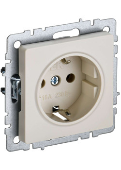 BRITE Розетка 1-местная с заземлением без защитных шторок 16А РС11-1-0-БрКр бежевый IEK