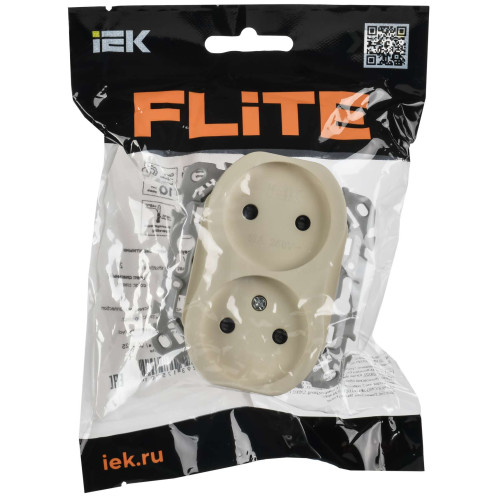 FLITE Розетка 2-местная без заземления с защитными шторками безвинтовое крепление 10А РСш02-1-ФлСл сливочный IEK FLITE Розетка 2-местная без заземления с защитными шторками безвинтовое крепление 10А РСш02-1-ФлСл сливочный IEK