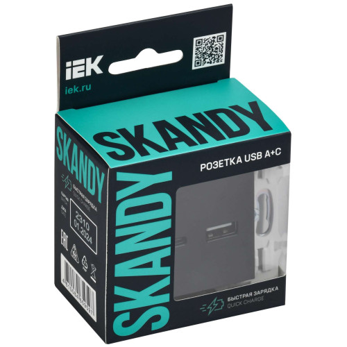 SKANDY Розетка USB A+C 18Вт SK-R13G мятный IEK