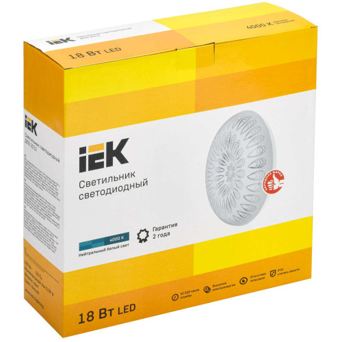 Светильник светодиодный ДПБ 2012 18Вт IP20 4000К круг белый IEK