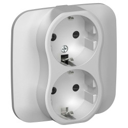 FLITE Розетка 2-местная с заземлением с защитными шторками 16А РСш12-0-А-ФлА алюминий IEK
