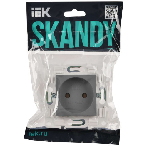 SKANDY Розетка без заземления без защитных шторок 10А SK-R02Gr серый IEK
