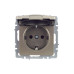 BRITE Розетка 1-местная с заземлением с защитными шторками и крышкой 16А IP44 РСбш10-3-44-БрШ шампань IEK