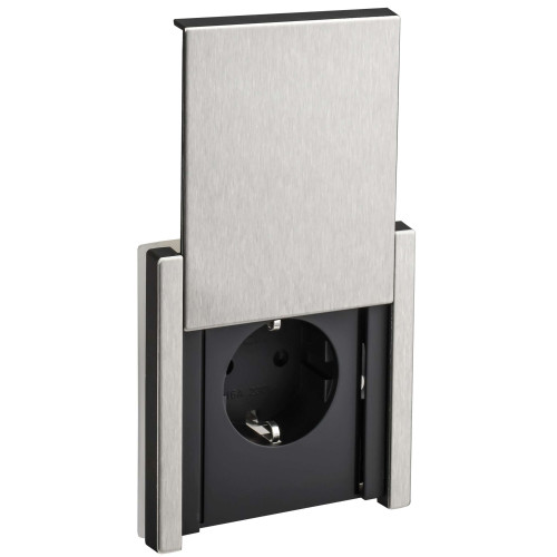 FORTE&PIANO Розетка 1-местная с заземлением с защитными шторками и крышкой винтовое крепление 16А IP44 FP721M металл никель IEK