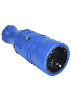 OMEGA Розетка переносная РБп14-1-0м IP20 каучук синяя IEK