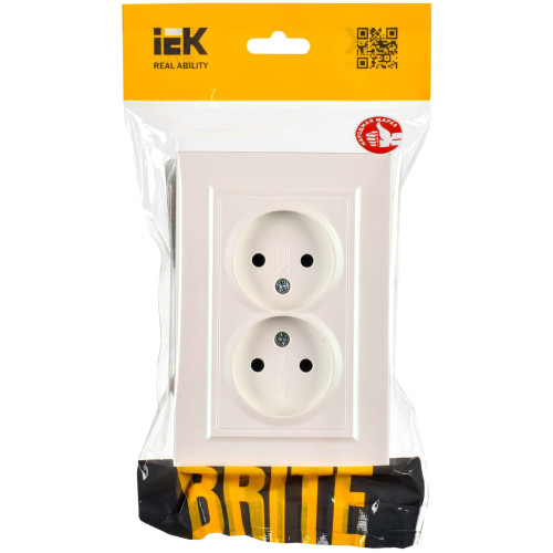 BRITE Розетка 2-местная без заземления без защитных шторок 10А в сборе РС12-2-БрЖ жемчуг IEK