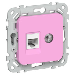 FLITE Розетка 2-местная RJ45/TV категория 5Е UTP РКТВ5е-2-0-ФлПр пурпурный IEK