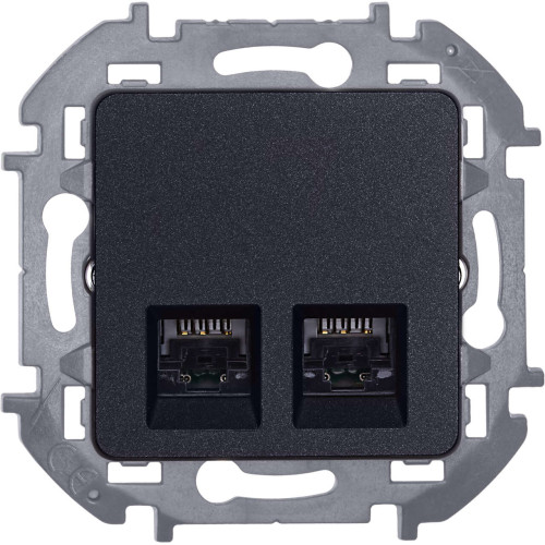 INSPIRIA Розетка компьютерная двойная RJ45 категория 5Е UTP антрацит