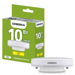 Лампа светодиодная T80 таблетка 10Вт 230В 3000К GX53 GENERICA