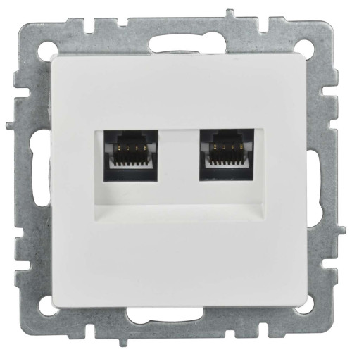 BRITE Розетка двойная RJ11+RJ45 кат.5E РК/Т12-БрБ белый IEK