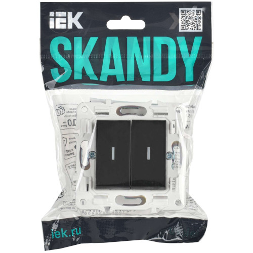 SKANDY Выключатель 2-клавишный с индикацией 10А SK-V09Bl черный IEK