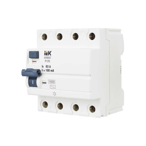 ARMAT Выключатель дифференциального тока R10N 4P 63А 100мА тип AC IEK