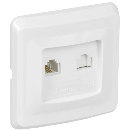VEGA Розетка 2-местная RJ11/RJ45 РК/Т12-ВБ белый IEK