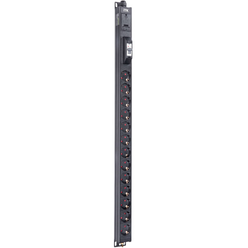 ITK BASE PDU вертикальный PV0111 19U 1 фаза 16А 13 розеток SCHUKO (немецкий стандарт) кабель 2,6м вилка SCHUKO (немецкий стандарт)