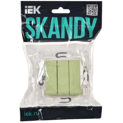 SKANDY Выключатель 3-клавишный 10А SK-V11G мятный IEK