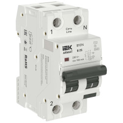 ARMAT Автоматический выключатель дифференциального тока B10N 1P+NP B25 100мА тип AC (36мм) IEK