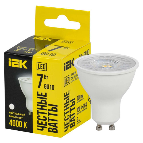 Лампа светодиодная PAR16 Lens софит 7Вт 230В 4000К GU10 IEK