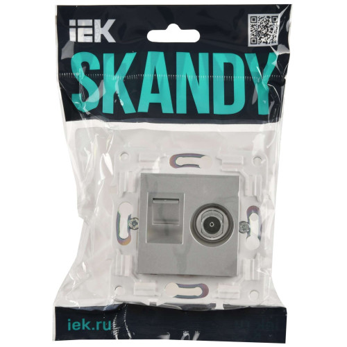 SKANDY Розетка двойная TV+RJ45 кат.6 SK-A15S серебряный IEK