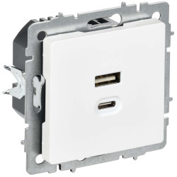 BRITE Розетка USB A+C 45Вт высокоскоростная зарядка РЮ11-2-БрАБ арктический белый IEK