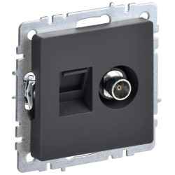 BRITE Розетка двойная TV+RJ45 кат.5E РТВ/РК12-БрГ графит IEK