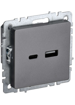 BRITE Розетка USB A+C 18Вт РЮ11-1-БрС сталь IEK