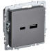BRITE Розетка USB A+C 18Вт РЮ11-1-БрС сталь IEK