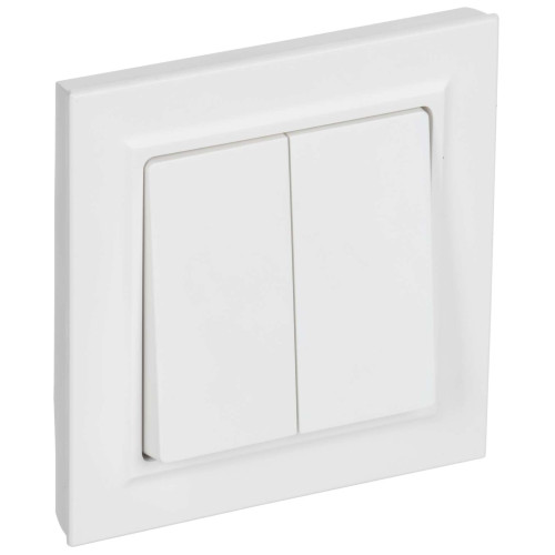 BRITE Выключатель 2-клавишный 10А в сборе ВСР10-2-0-БрАБ арктический белый IEK