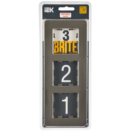 BRITE Рамка 3-местная РУ-3-1-Бр металл латунь RE IEK