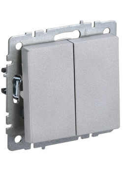 BRITE Выключатель 2-клавишный 10А ВС10-2-0-БрА алюминий IEK