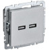 BRITE Розетка USB A+A 5В 3,1А РЮ10-1-БрА алюминий IEK
