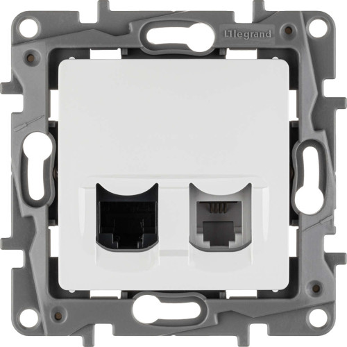 ETIKA Розетка двойная RJ11+RJ45 кат.5E UTP белый