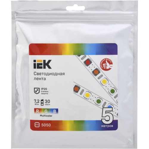 Лента светодиодная 5м LSR-5050RGB30-7,2-IP20-12В IEK
