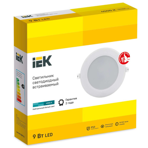 Светильник светодиодный ДВО 1713 белый круг 9Вт 4000К IP40 IEK