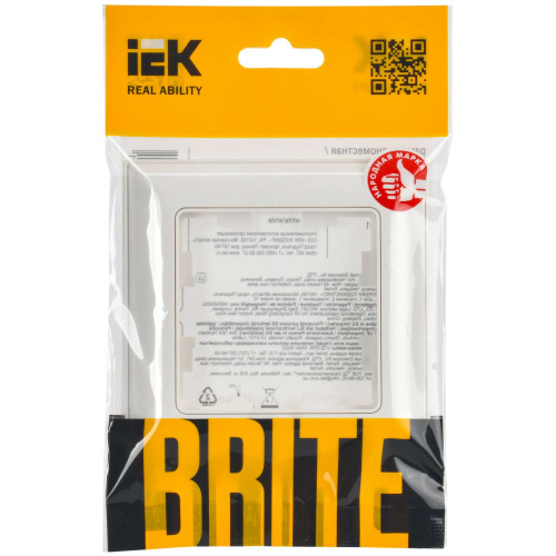 BRITE Рамка 1-местная РУ-1-Бр белый/белый IEK