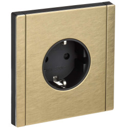 FORTE&PIANO Розетка 1-местная с заземлением с защитными шторками безвинтовое крепление 16А FP613M металл шампань IEK