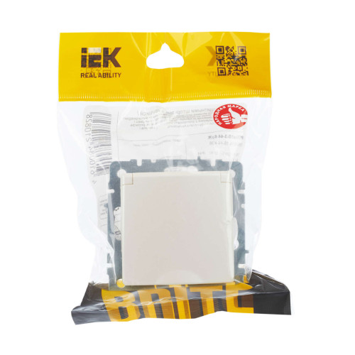 BRITE Розетка 1-местная с заземлением с защитными шторками и крышкой 16А IP44 РСбш10-3-44-БрЖ жемчуг IEK