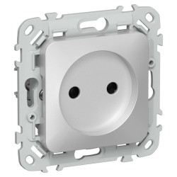 FLITE Розетка без заземления без защитных шторок 10А РС01-0-ФлА алюминий IEK