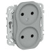FLITE Розетка 2-местная без заземления без защитных шторок безвинтовое крепление 10А РС02-1-ФлС серый IEK