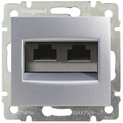 VALENA Розетка компьютерная двойная RJ45 категория 5ЕUTP алюминий