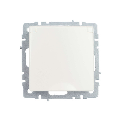 BRITE Розетка 1-местная с заземлением с защитными шторками и крышкой 16А IP44 РСбш10-3-44-БрЖ жемчуг IEK