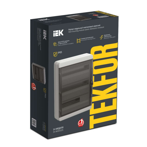 TEKFOR Корпус пластиковый КМПн-54 IP65 черная прозрачная дверь IEK